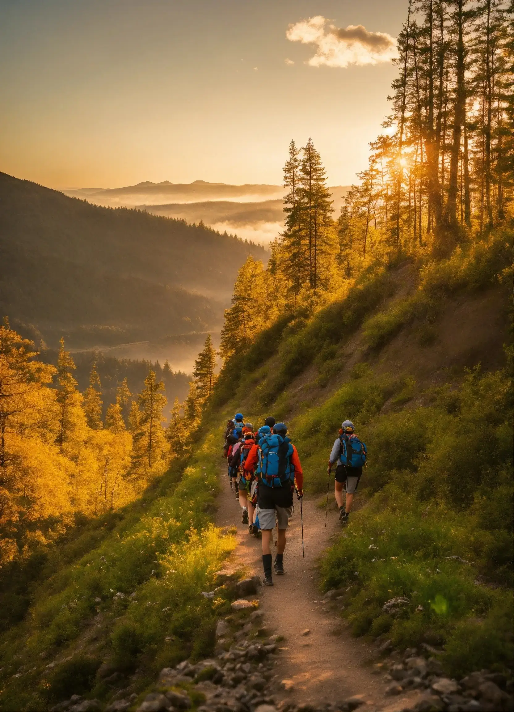 a group of people doing trecking